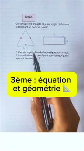 BoosteTesMaths | Exercices de Maths-Brevet-Lycée-Bac on Instagram: "Exercice niveau 3ème sur la résolution d’une équation en géométrie. #maths #mathématiques #math #révisions #collège #troisième #2011 #équation #géométrie #périmètre #prof #exercice #brevet #dnb"