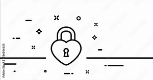 Heart shaped lock. Happily ever after, love, forever and ever, marriage, wedding, wedlock. Relationships concept. One line drawing animation. Motion design. Animated technology logo. Video 4K