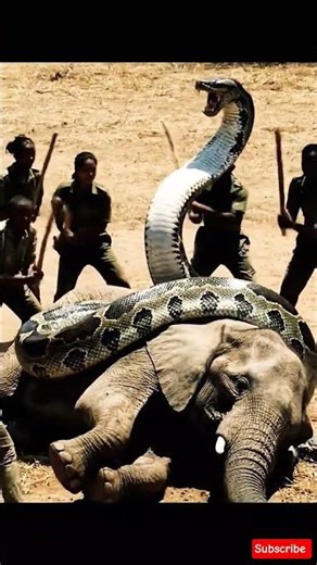Rescures Smash the Python to Save elephant Elephant#wildlife#wildanimals #animals