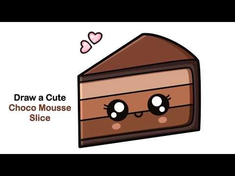 Draw Step by Step Choco Mousse Slice Easy | Satisfying 2D Vector Art: Kawaii Choco Mousse Drawing