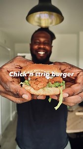 Crispy strip burger @samschicken time to do a vegan burger Ingredients: Marinade: - 1 cup unsweetened soy milk - 1 tbsp apple cider vinegar - 1 tsp garlic powder - 1 tsp onion powder - 1/2 tsp white pepper - 1 tsp salt - 1 tbsp hot sauce Dry mix: - 1 cup plain flour - 1/2 cup cornflour - 1 tsp paprika - 1 tsp garlic powder - 1 tsp onion powder - 1 tsp cayenne - 1 tsp black pepper - 1 tsp white pepper - 1 tsp salt - 1/2 tsp msg Mushrooms: - 150g oyster mushrooms Serve with: - 2 toasted burger bun