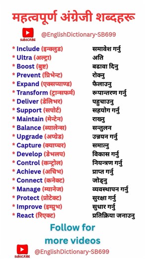 The most important daily uses English to Nepali word meaning. | Free Online English Class