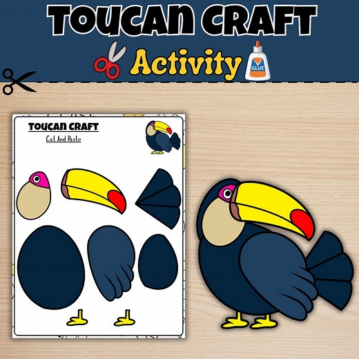Toucan Craft Printable: Cut & Paste Kids Activity (PDF) - Etsy Canada