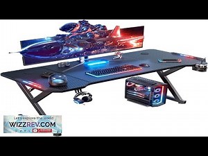 HLDIRECT 47 Inch Gaming Desk with LED Lights Ergonomic Computer Table Review