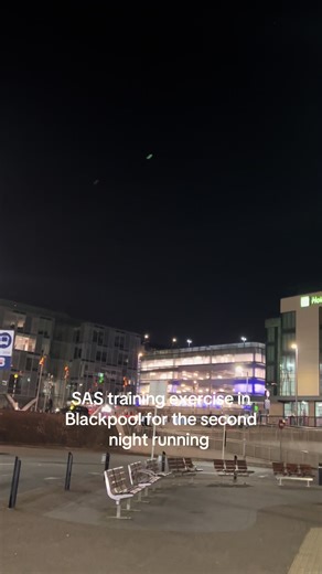 The video doesn’t capture just how loud the two low flying helicopters were. Just after 8pm tonight at Blackpool North Station one landed on the roof of the building next to Sainsbury’s. . Yesterday they were on the roof of the Winter Gardens #Blackpool #helicopter #SAS