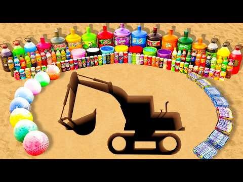 How to make Giant Rainbow Excavator made with Balloons of Orbeez, Pepsi, Fanta, Coca Cola vs Mentos