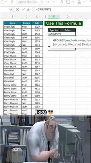 Smart Excel users use GROUPBY 🧠Turn raw data into insights ✨