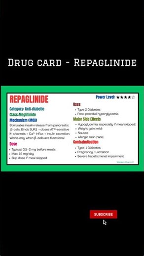 Drug Flashcard⚡#Repaglinide.
