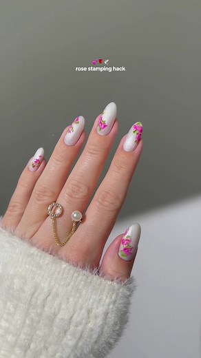 Embossed Rose Nail Art Tutorial | Nail Stamping Hack