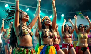 Vibrant cultural celebration with dancers celebrating heritage at a lively festival event in the summer sunshine