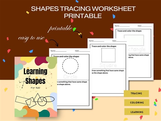 Preschool Shapes Worksheets | Circle, Square, Triangle Tracing Activities (digital Download) - Etsy