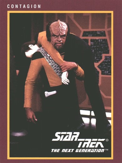 Day 316. This is base card 48 (Contagion) from the 25th Anniversary Series 1 set. This set is a mix of cards from Star Trek - The Original Series & Star Trek - The Next Generation with odd number cards being TOS and even numbers being TNG. This set was first released in July 1991 by Impel and there's a total of 160 cards including the 2