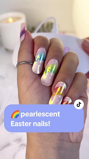 DIY Gel Nail Sticker: ASMR Edition for Pearlescent Easter Nails