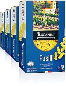 Tuscanini Authentic Italian Fusilli Pasta 16oz (4 Pack) Made with Premium Durum Wheat, Done in 13 Minutes