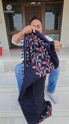 Navy Blue Jute Silk Saree at ₹849 😍 Lightweight & Perfect for Daily Wear! #shorts #reels