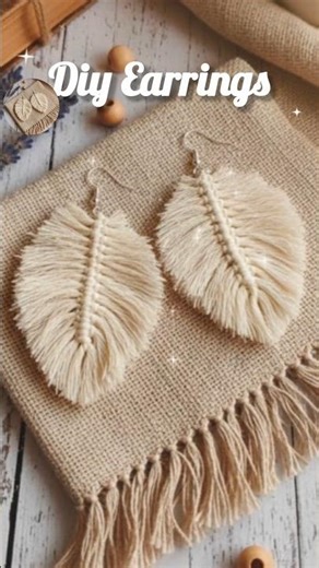 2-Minute Macrame: DIY Feather Earrings! (Aesthetic & Easy)#trending #shorts #viral