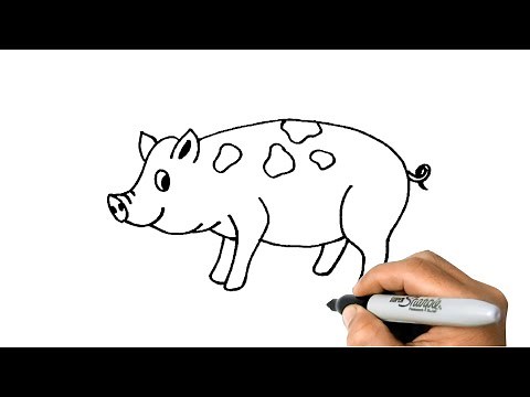 How to DRAW a PIG Step by step Farm Animals Drawing