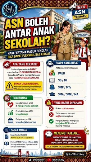 ASN Bisa Antar Anak di Hari Pertama Sekolah? Ini Aturan Resmi PANRB yang Wajib Diketahui!