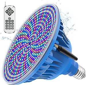 MORSEN Pool Lights for Inground Pools Waterproof 120V 55W Pool Light Bulb with Remote Control RGB Color Change LED Pool Light, E26/E27 Replacement Bulb for Pentair and Hayward Fixture