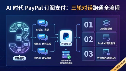 三轮对话跑通 PayPal 订阅支付全流程：AI 编程实战   Webhook 本地调试完整方案