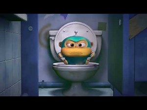 Funny bathroom alien monkeys poop
