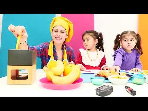 Mini Mutfak - çocuklarla yemek yapma videoları. Ayşe ve Defne çikolatalı meyve dilimleri yapıyorlar