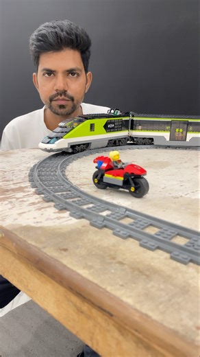 Lego High Speed Passenger Train Loco Pilot Superbike On Tracks