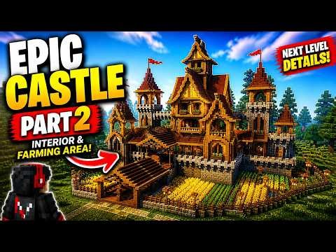 Complete Castle Interior Design & Crop Farm Build in Minecraft 🌾