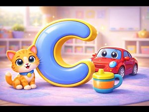 Letter C Song for Kids Learn C with Cat, Car & Cup ABC Learning