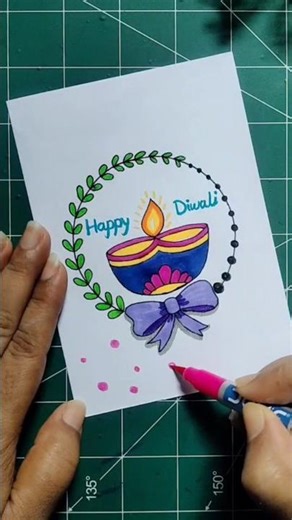 Diy Diwali greetings Card making 🪔🎉#shorts #happy diwali #diwali Card #drawing #viral