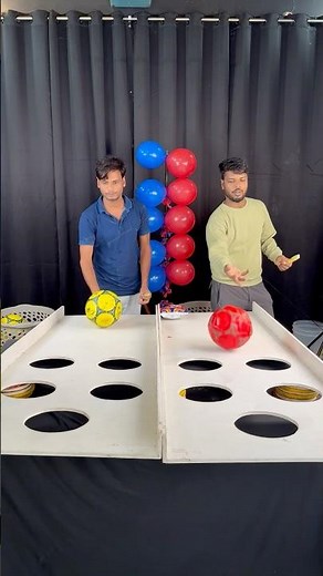 Bro vs bro roll football drop five hole win chips challenge red vs blue balloons pop 0393942#shorts