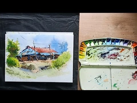 WATERCOLOUR LANDSCAPE | SIMPLE WATERCOLOR PAINTING FOR BEGINNERS #howto #painting #watercolor #art