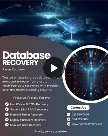 #databaserecovery #sqlrecovery #oraclerecovery #datarecoveryexperts #rysenrecovery #professionaldatarecovery #businesscontinuity #itservices #capetown #southafrica | Rysen Recovery