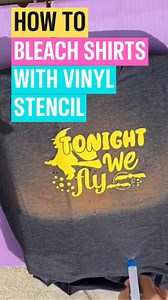 Vinyl stencils work great with the bleach method! BLEACHED shirts made easy with these tip -> https://www.silhouetteschoolblog.com/2021/09/bleach-spray-shirts-7-diy-tips-for.html #bleachshirt #stencilshirt #silhouettecameo | Silhouette School with Melissa Viscount