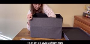 Storage Ottoman,Folding Ottomans with Storage,Linen Ottoman Foot Rest with Pocket,Foot Stool with Thicker Foam Padded for Living Room,Bedroom,Office,Dorm,287 lb Load Capacity,17x13x13in,Grey
