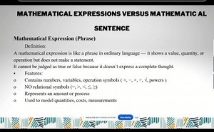 Mathematical Expressions versus Mathematical SentencesMathema... | Filo