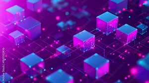 A series of overlapping squares and circles symbolizing the interdependence of different components in a cohesive smart contract design. Stock Video