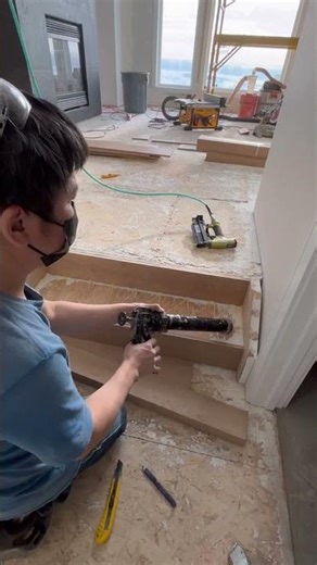 Easy Wood Step Install — Try It! #diyflooring #home #stairs #shorts