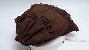 Corduroy Drawstring Backpack with Ruffled Hem Pleated Design Stylish Cinch Closure Daypack for Travel Shopping, Khaki