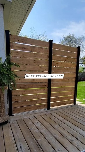 This was the perfect weekend upgrade I was looking for! I’m so impressed with this @hoft_solutions privacy screen that I purchased at my local @homedepotcanada. It was not only easy to install it also added a beautiful modern backdrop to my deck. The warm wood and black metal were the perfect combo for my space. #fencedesign #deck #diyprivacyscreen #hoftsystem
