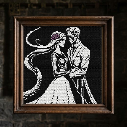 Gothic Wedding Couple Cross Stitch Pattern PDF, Victorian Bride and Groom Silhouette, Dark Romantic Embroidery Chart Instant Download - Etsy
