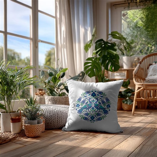 Blue Peacock Pillow Cover - Simurgh Bird Art - Chinoiserie Chic Decor - Blue and White Throw Pillow - French Country Housewarming Gif - Etsy