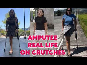 Amputee lady crutches user: Walking Forward with Strength life after amputation