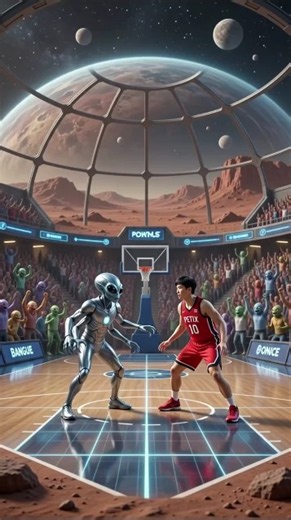 Playing Basketball with alien friend on Planet Mars Arena #mars 9am 6/17