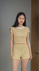 38K views · 1.6K reactions | Texture Round Neckline Contrasting Binding Tankini Cheeky Bikini Set With Drawstring Cover Up Shorts  Cider | Sophie Sunisa | Facebook