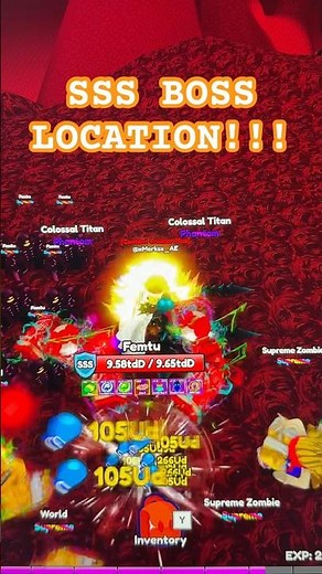 Anime Eternal SSS Boss Location (Timeline 2)(World 4) #animeeternal #anime #like #subscribe #roblox