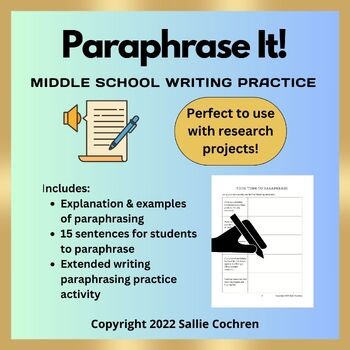 Paraphrase It! (Paraphrasing Writing Practice for Middle School)