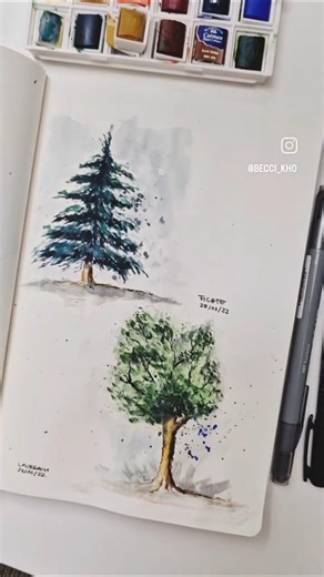 learn to sketch some trees with #watercolor #learntopaint #aquarelle #wasserfarben #naturesketch