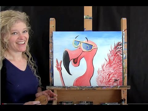 Peace Loving Flamingo | Cookies and Canvas for Kids | Step by Step acrylic painting tutorial