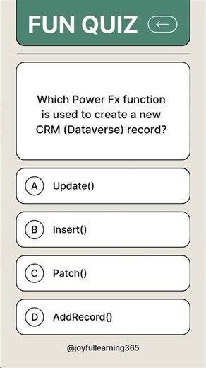 Which Power Fx function is used to create a new CRM (Dataverse) record? #Dynamics365 #canvasapp
